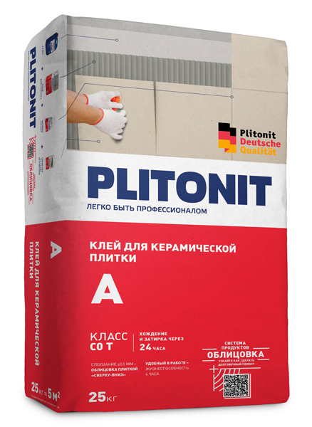 PLITONIT А -25 кг клей для керамической плитки внутри помещений, класс С0T