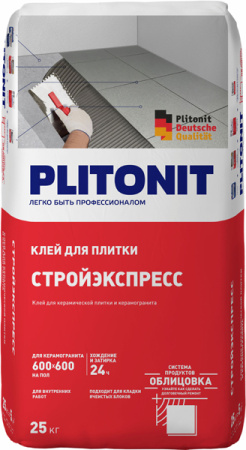 PLITONIT СтройЭкспресс объектный клей для укладки керамической плитки и керамогранита внутри помещен